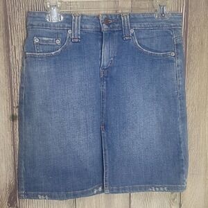 Womens Levis Jr Sz 1 Denim Jean Skirt Distress Mini Slit